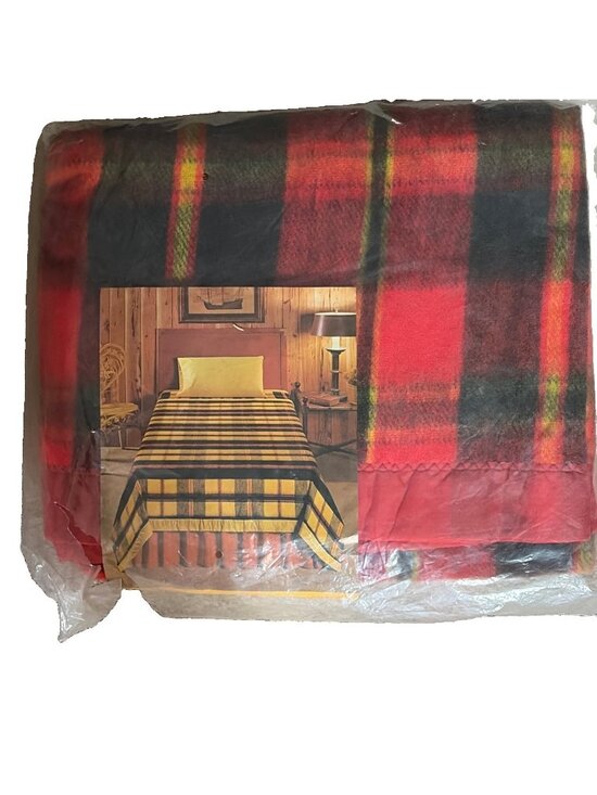Beacon Other - MCM 60s Beacon Plaid Blanket Twin Full 72" x 90" Red New Old Stock Vintage